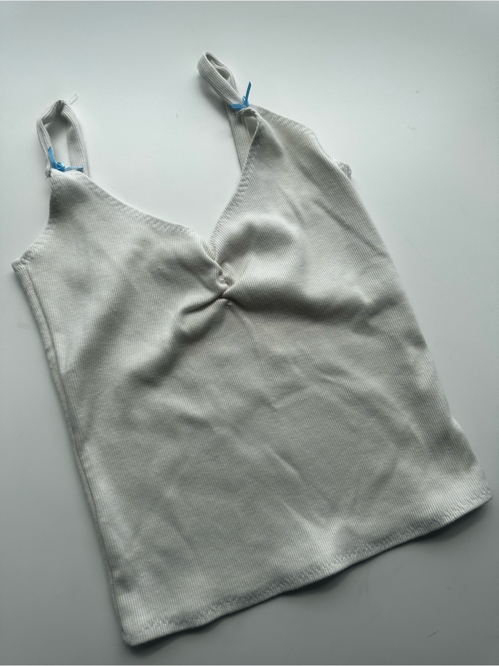 Classic White Ribbed V-Neck Camisole Tank